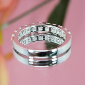 Lovely 1CT Lab Grown Diamond Women's Valentine Gift Half Eternity Band 14K White Gold - Image 4