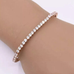 Lovely Round Cut Lab Grown Diamond Women's Engagement Gift Tennis Bracelet 14K Rose Gold - Image 2