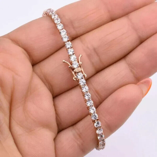 Lovely Round Cut Lab Grown Diamond Women's Engagement Gift Tennis Bracelet 14K Rose Gold