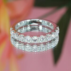 Lovely 1CT Lab Grown Diamond Women's Valentine Gift Half Eternity Band 14K White Gold - Image 5