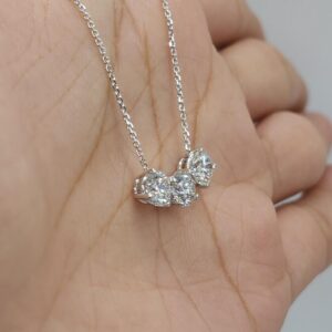 1.50CT Round Lab Grown Diamond Women's Anniversary Gift Three Stone Pendant 14K White Gold - Image 3