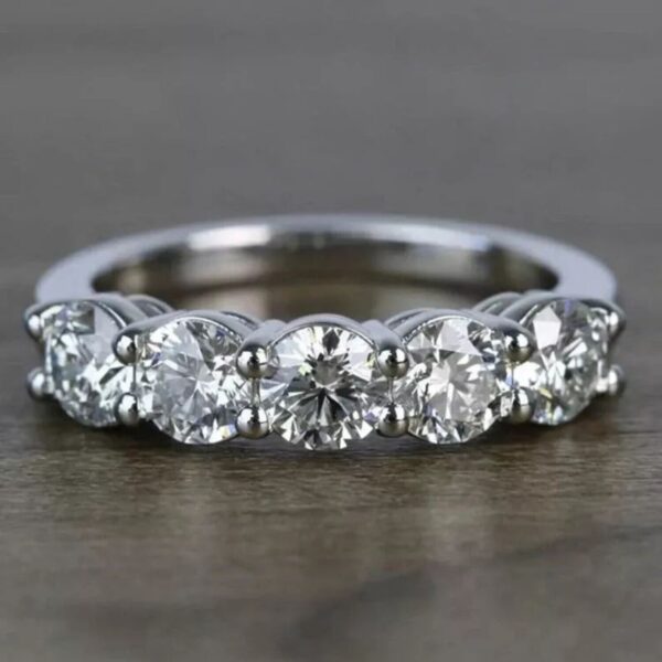 Lovely 0.70CT Round Lab Grown Diamond Women Engagement Half Eternity Band 14k White Gold