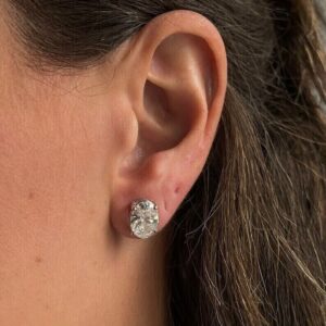 IGI Certified Oval 2CT Lab Grown Diamond Women's Birthday Gift Stud Earring 14K White Gold - Image 5