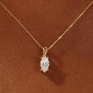 2 ct Marquise Cut Lab Grown Diamond Solitaire Pendant with Chain - Image 3