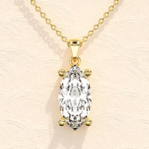 2 ct Marquise Cut Lab Grown Diamond Solitaire Pendant with Chain - Image 6