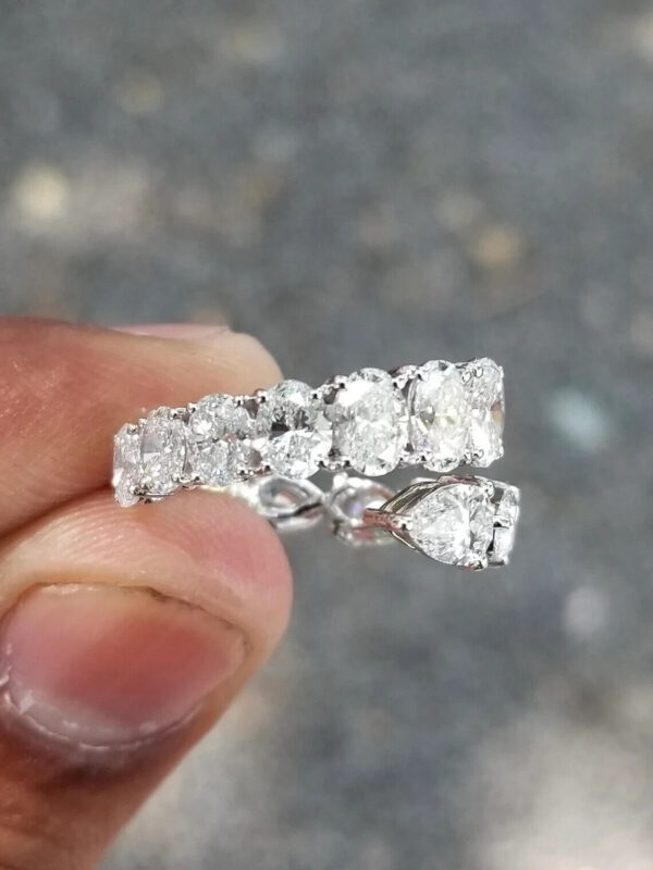 3 ct Oval & Pear Cut Lab Grown Diamond Statement Ring - Image 6