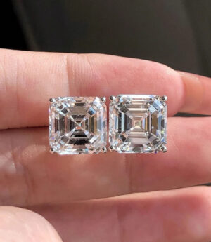 3 ct Asscher Cut Lab Grown Diamond Unisex Solitaire Earrings - Image 7