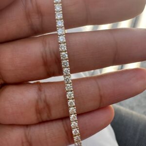 Sparkling Round Cut Lab Grown Diamond Women's Anniversary Gift Tennis Bracelet 14K Yellow Gold - Image 6