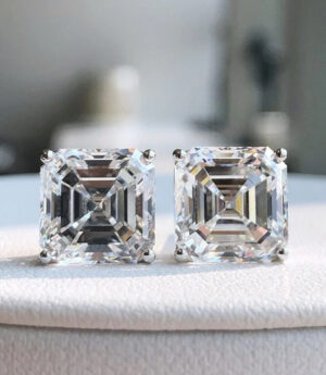 3 ct Asscher Cut Lab Grown Diamond Unisex Solitaire Earrings - Image 5