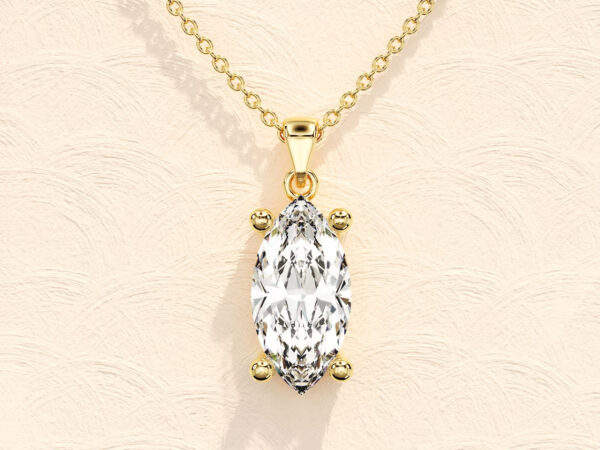 2 ct Marquise Cut Lab Grown Diamond Solitaire Pendant with Chain