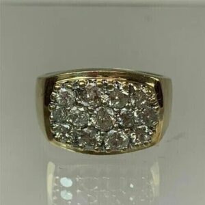 2Ct Round Lab Grown Diamond Men's Wedding Gift Cluster Ring 14K Yellow Gold - Image 4