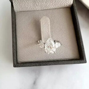 3 ct Pear Cut Lab Grown Diamond Solitaire Ring - Image 5