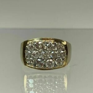 2Ct Round Lab Grown Diamond Men's Wedding Gift Cluster Ring 14K Yellow Gold - Image 9