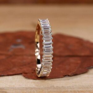 1CT Baguette Lab Grown Diamond Women's Engagement Gift Half Eternity Band Ring 14K Yellow Gold - Image 7