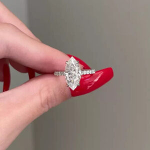 2.70 ct Marquise Cut Lab Grown Diamond Solitaire with Accents Ring - Image 7