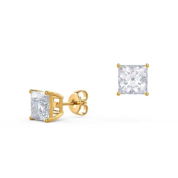 2CT Princess Cut Lab Grown Diamond Women' Anniversary Gift Stud Earring14K Yellow Gold