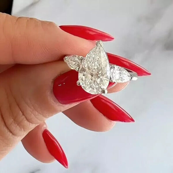 3 ct Pear Cut Lab Grown Diamond Solitaire Ring