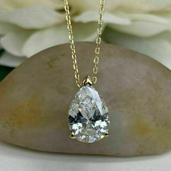 2.50CT Oval Cut Lab Grown Diamond Women's Engagement Gift Pendant With Chain 14K Yellow Gold