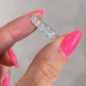 4 ct Cushion Cut Lab Grown Diamond Full Eternity Band Ring - Image 2