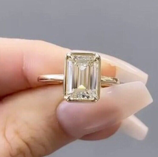 3.50CT Emerald Cut Lab Grown Diamond Women's Valentine Gift 14K Yellow Gold