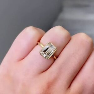 3.50CT Emerald Cut Lab Grown Diamond Women's Valentine Gift 14K Yellow Gold - Image 9