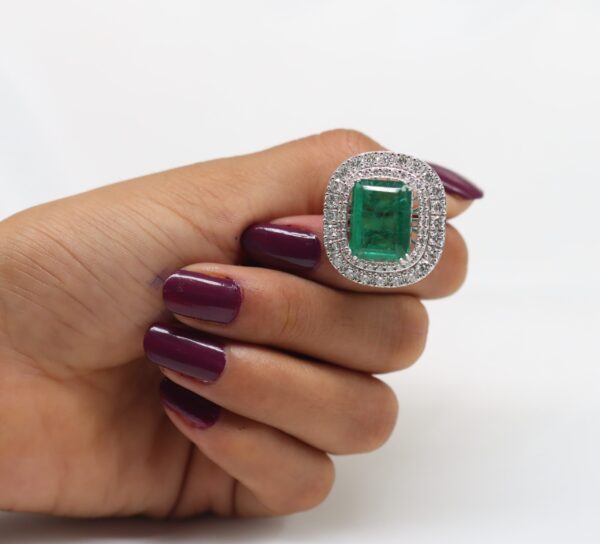 Lab Grown Emerald & Diamond Ring