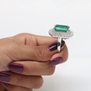 Lab Grown Emerald & Diamond Ring - Image 8