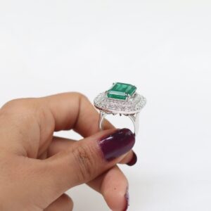 Lab Grown Emerald & Diamond Ring - Image 6