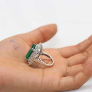 Lab Grown Emerald & Diamond Ring - Image 5