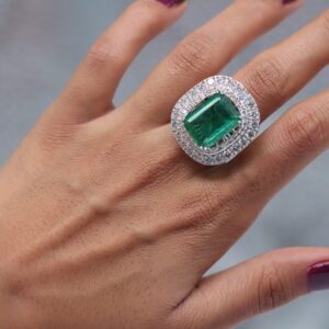 2.50CT Emerald Cut Green Emerald Lab Grown Diamond Women's Anniversary Gift Ring 14K White Gold - Image 4