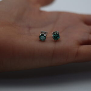 1CT Round Cut Green Emerald Lab Grown Diamond Wedding Gift Stud Earring 14K White Gold - Image 7