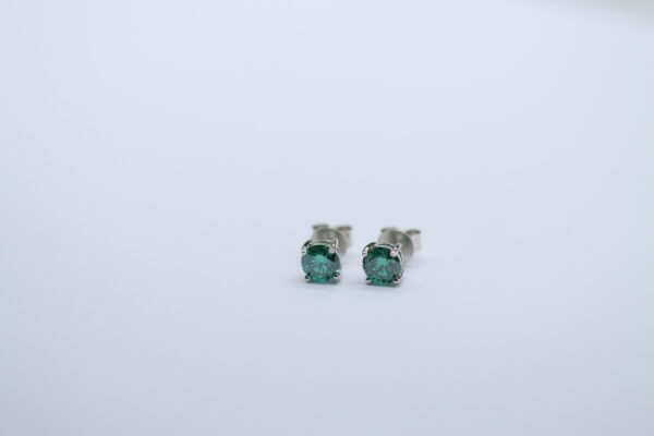 1CT Round Cut Green Emerald Lab Grown Diamond Wedding Gift Stud Earring 14K White Gold