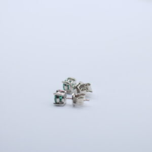 1CT Round Cut Green Emerald Lab Grown Diamond Wedding Gift Stud Earring 14K White Gold - Image 2