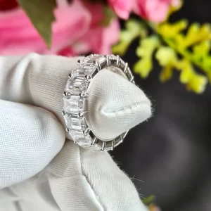 3.75 ct Emerald Cut Lab Grown Diamond Full Eternity Band Ring - Image 5
