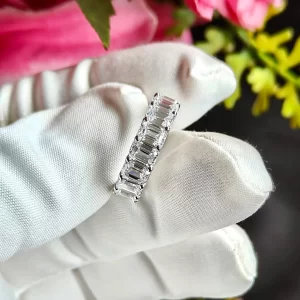 3.75 ct Emerald Cut Lab Grown Diamond Full Eternity Band Ring - Image 4