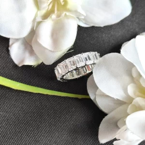 3.75 ct Emerald Cut Lab Grown Diamond Full Eternity Band Ring - Image 3
