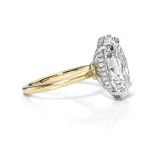 3CT Oval Cut Lab Grown Diamond Women Wedding Gift Hidden Halo Ring 14K Yellow Gold - Image 5