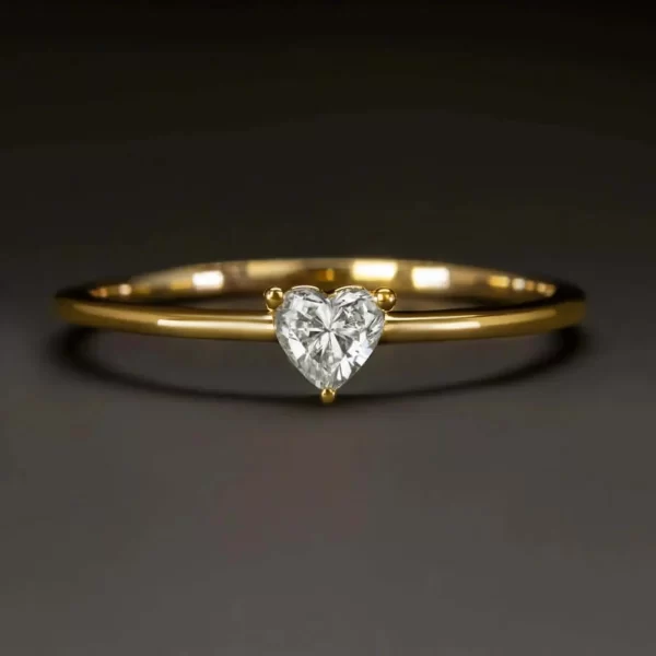 1CT heart Cut Lab Grown Diamond Women Valentine's Gift Ring 14K Yellow Gold