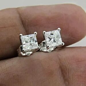 2CT Lab Grown Diamond Women Valentine Gift Stud Earring 14K White Gold - Image 2