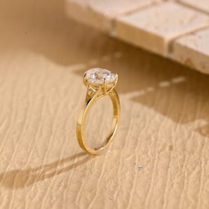 1CT Oval Cut Lab Grown/CVD Diamond Women's Valentine Gift Ring 14K Yellow Gold - Image 4