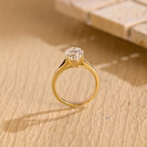 1CT Oval Cut Lab Grown/CVD Diamond Women's Valentine Gift Ring 14K Yellow Gold - Image 3