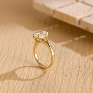 1CT Oval Cut Lab Grown/CVD Diamond Women's Valentine Gift Ring 14K Yellow Gold - Image 2