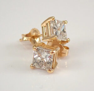 2 ct Princess Cut Lab Grown Diamond Unisex Solitaire Earrings - Image 6