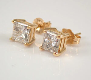 2 ct Princess Cut Lab Grown Diamond Unisex Solitaire Earrings - Image 5