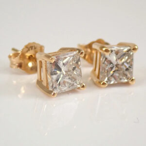 2CT Lab Grown Diamond Women's Anniversary Gift Stud Earring 14K Yellow Gold - Image 3