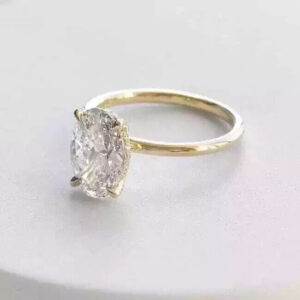 2.50CT Oval Cut Lab Grown/CVD Diamond Valentine Gift Ring 14K Yellow Gold - Image 4