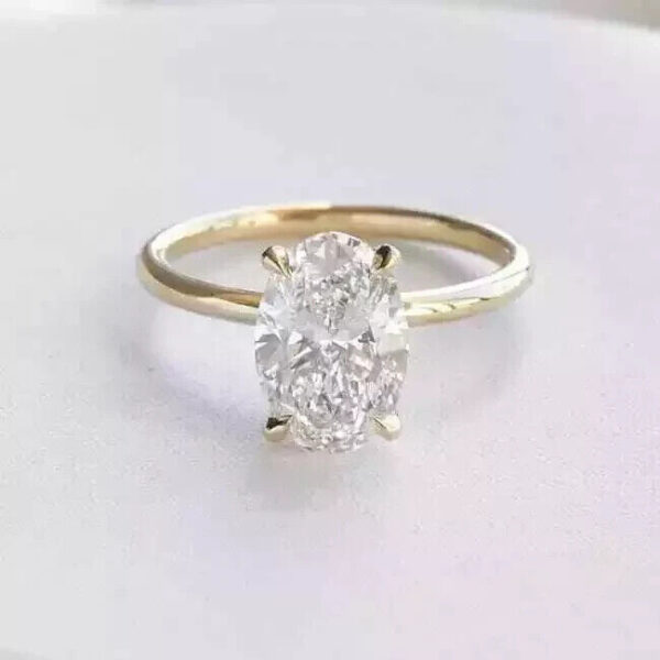 2.50CT Oval Cut Lab Grown/CVD Diamond Valentine Gift Ring 14K Yellow Gold