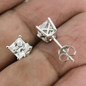 2CT Lab Grown Diamond Women Valentine Gift Stud Earring 14K White Gold - Image 7