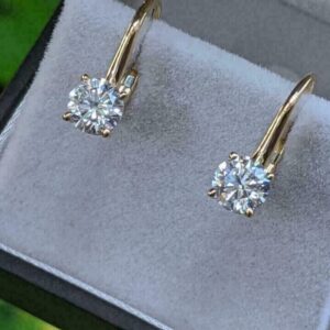 2CT Round Lab Grown Diamond Women Anniversary Gift Drop Dangle Earring 14K Yellow Gold - Image 2