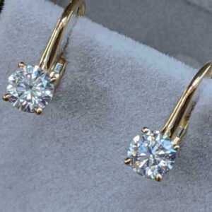 2CT Round Lab Grown Diamond Women Anniversary Gift Drop Dangle Earring 14K Yellow Gold - Image 5